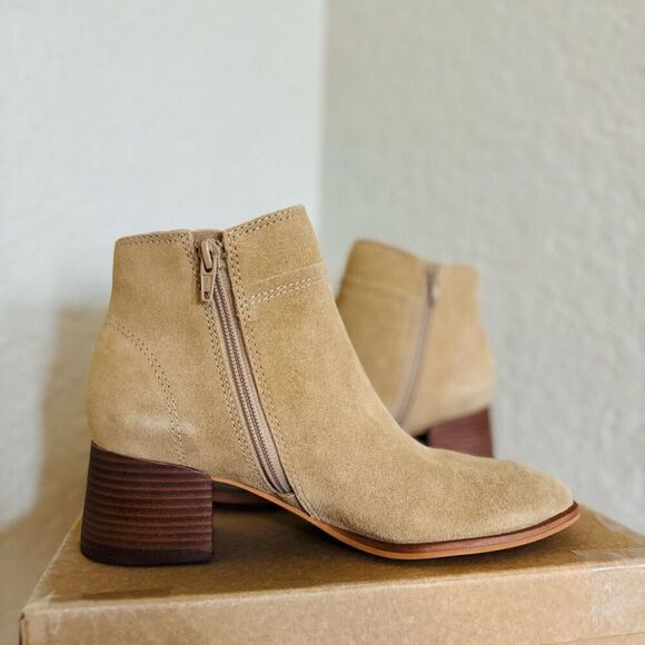 Lucky‎ Brand Lilka Suede Bootie, Block Heel Size 7, Dune Light Brown, NWT - Picture 8 of 14